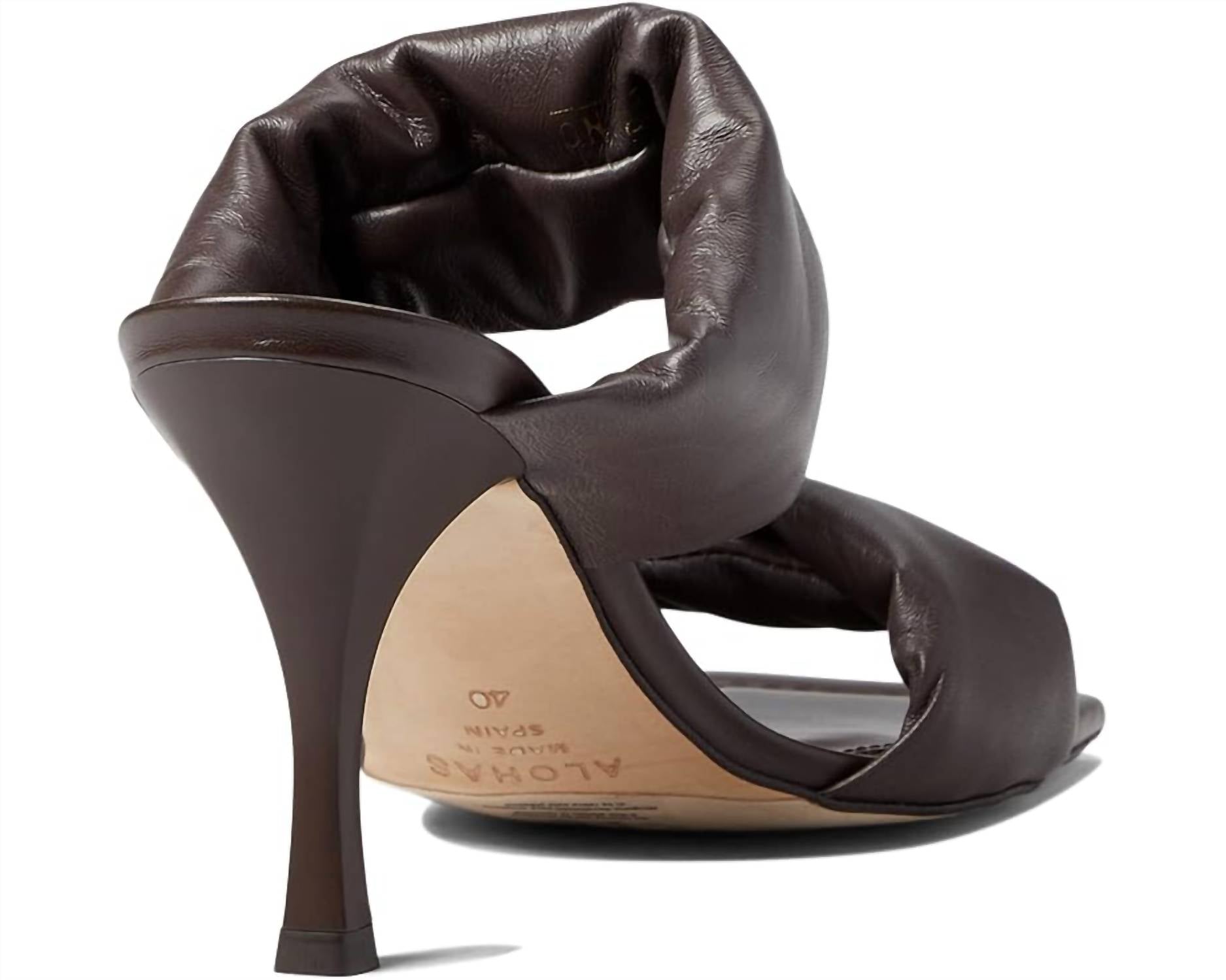 Alohas - Women's Twist Strap Heel - brown - heels - shoes