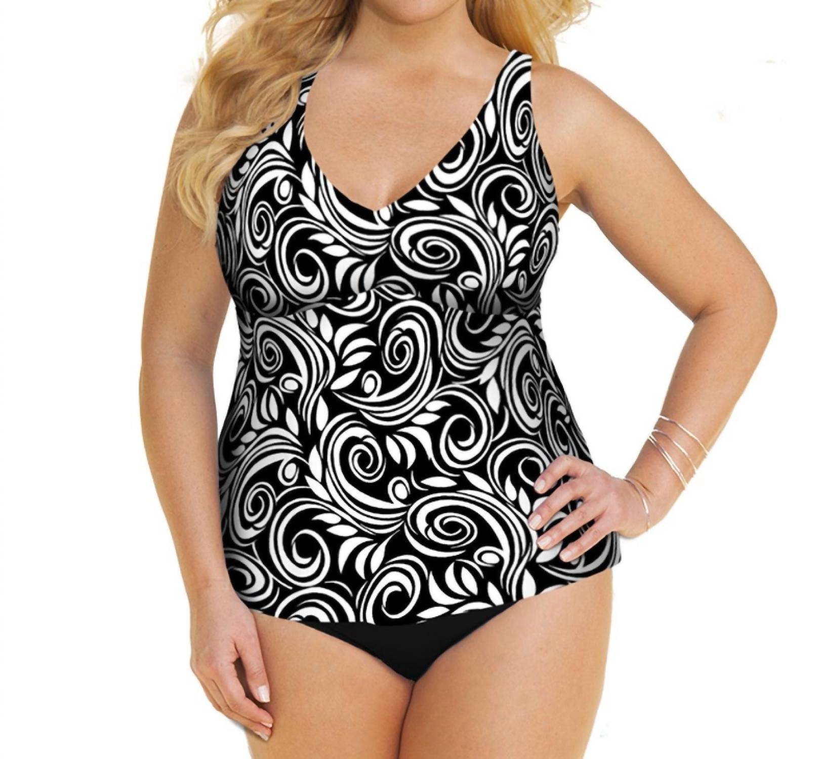 Always For Me - Ruched A - line Tankini Top - Plus - bikinis - clothing - nylon - blend