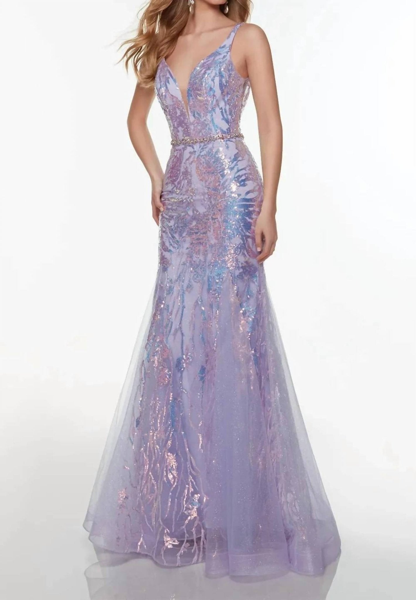 Alyce Paris - Asymmetrical Shoulder Prom Dress - clothing - dresses - patterned