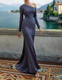 Alyce Paris - Off-the-shoulder Faille Column Gown