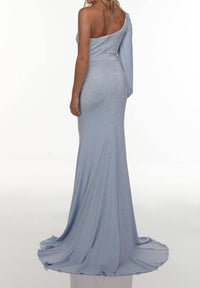 Alyce Paris - One Shoulder Prom Dress - blue - clothing - dresses