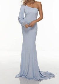 Alyce Paris - One Shoulder Prom Dress - blue - clothing - dresses
