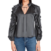 Amanda Uprichard - Claudine Silk Top - black - blouses - clothing