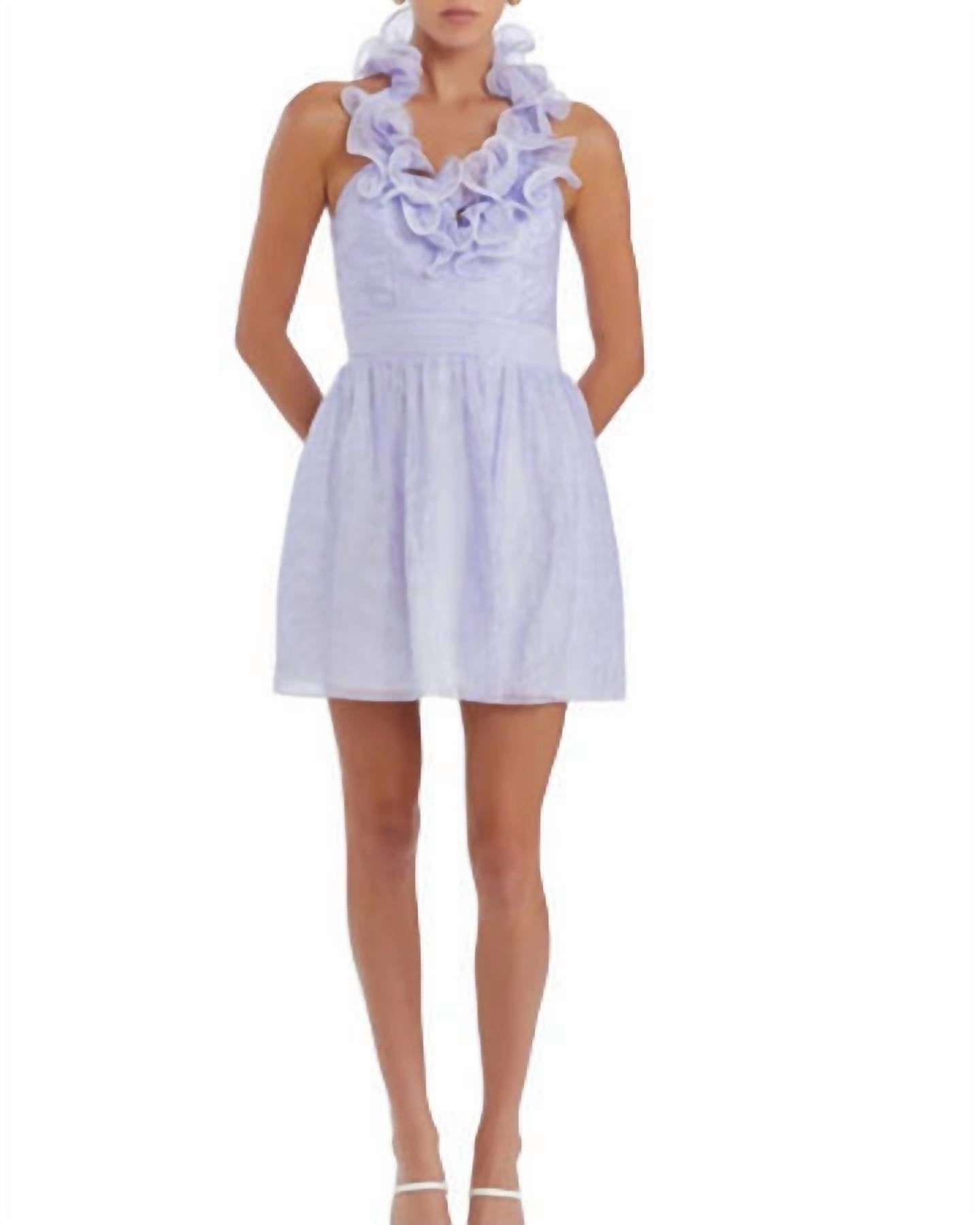 Amanda Uprichard - Ruffled Halter Mini Dress - blue - clothing - dresses