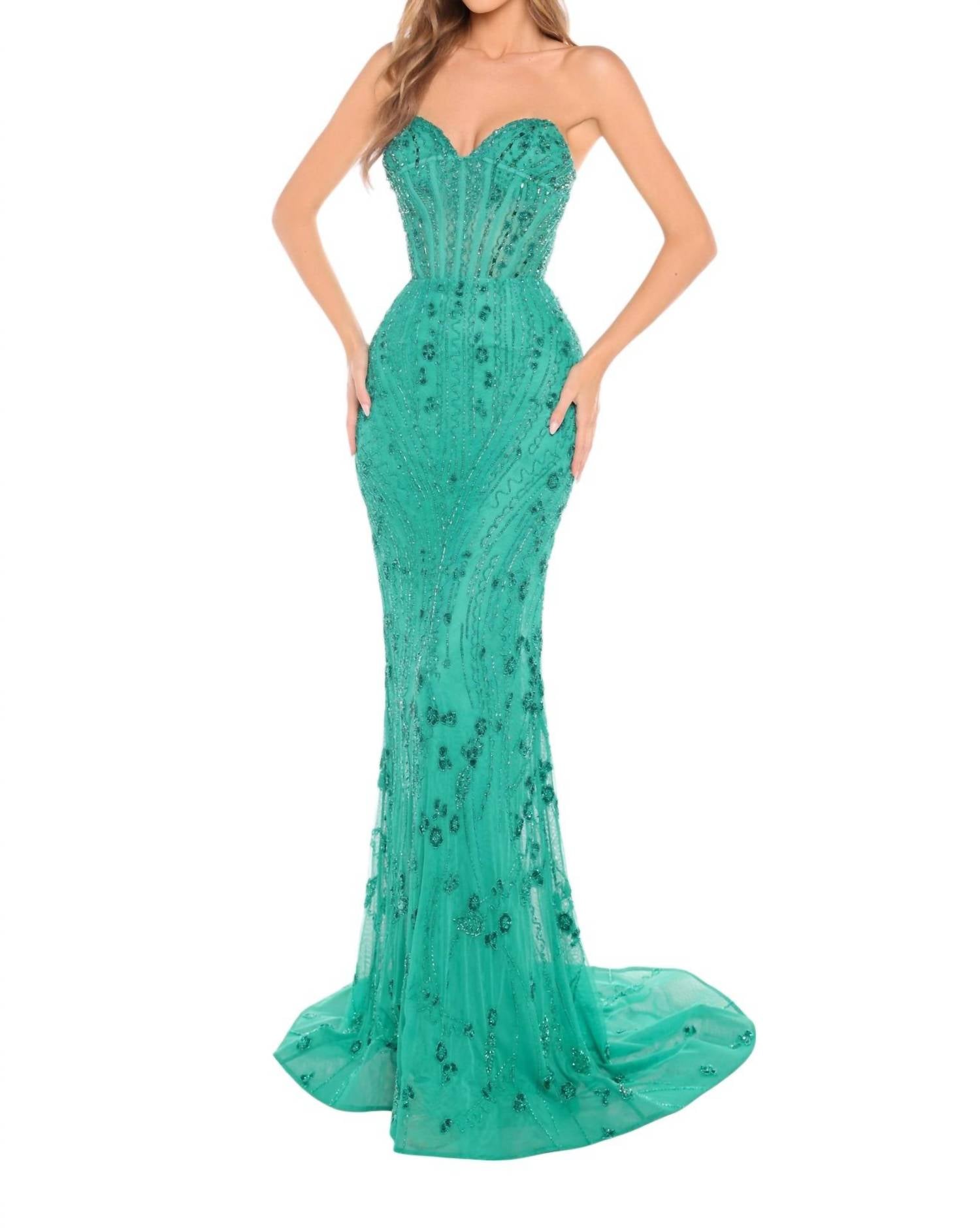 Amarra - Beaded Prom Dress - clothing - dresses - green