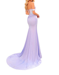 Amarra - Off - the - shoulder Fitted Gown With Glass Mirror - clothing - dresses - patterned