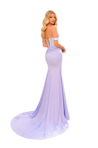 Amarra - Off - the - shoulder Fitted Gown With Glass Mirror - clothing - dresses - patterned