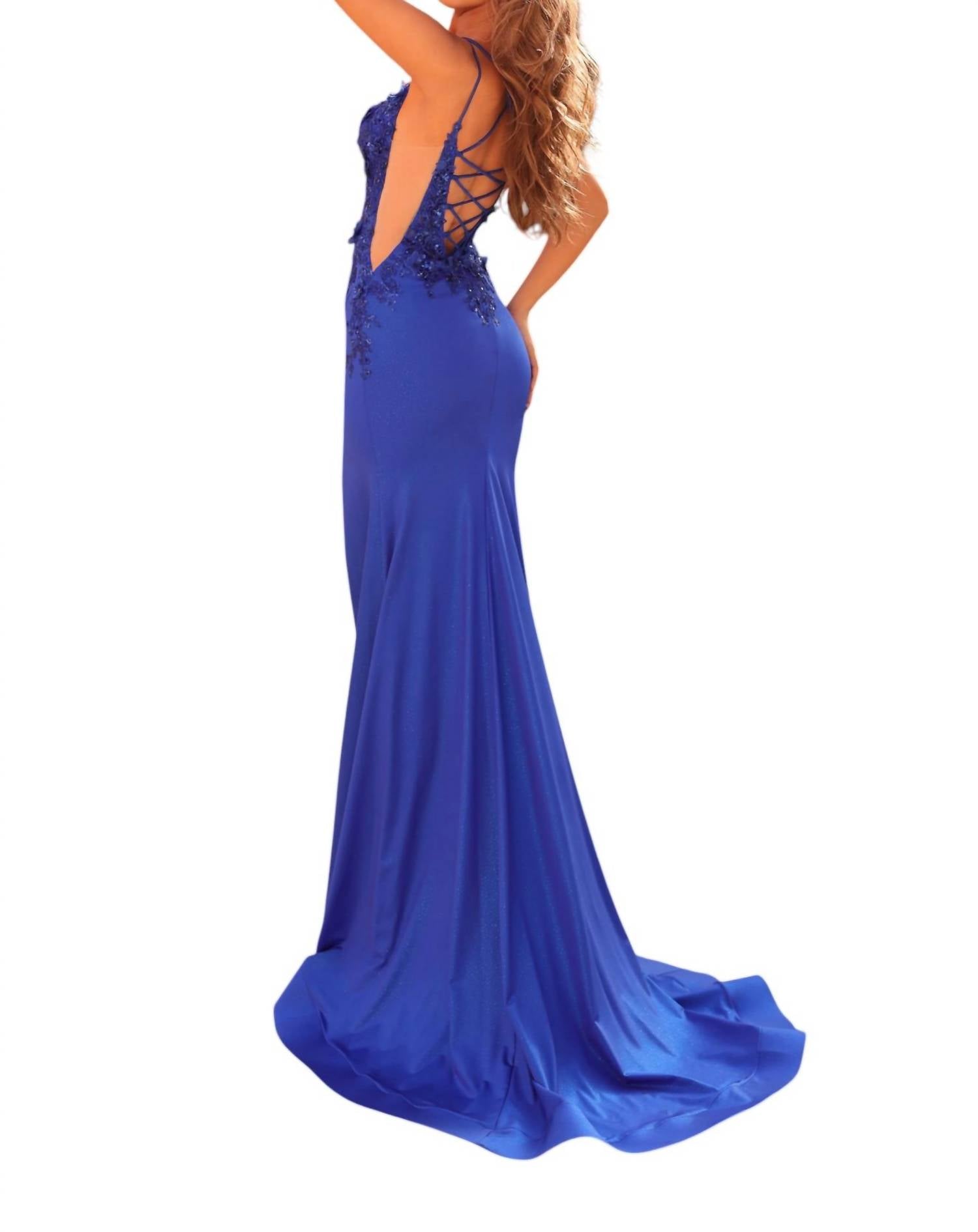 Amarra - Shimmer Jersey Prom Dress - blue - clothing - dresses