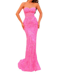 Amarra - Strapless Beaded Gown With Sweetheart Neckline - clothing - dresses - patterned