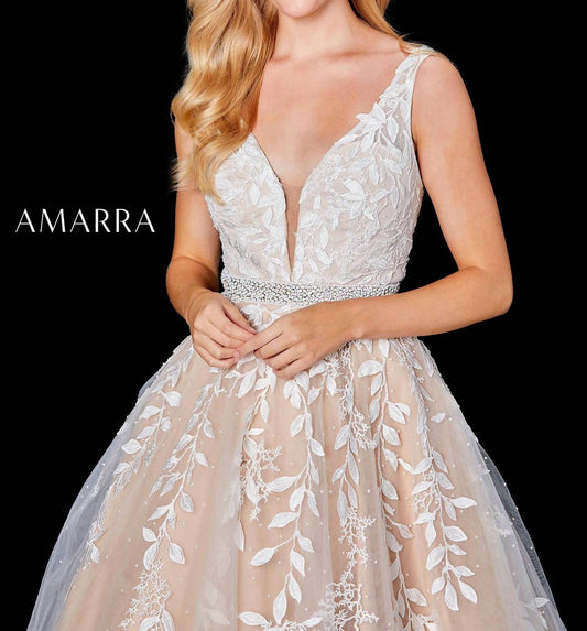 Amarra - V - neck Tulle Lace Ballgown - clothing - dresses - wedding