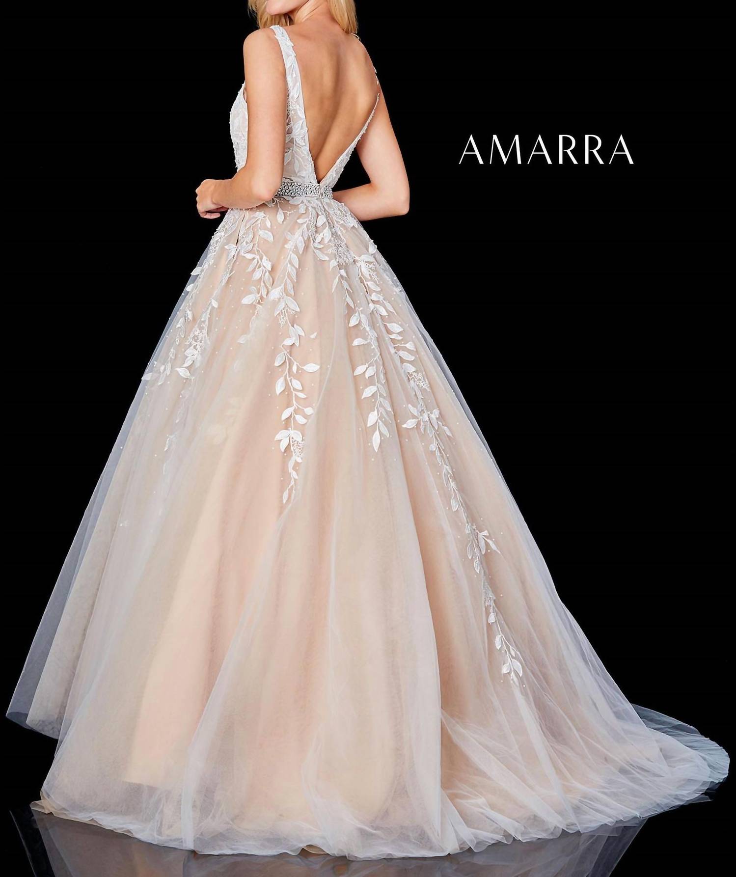 Amarra - V - neck Tulle Lace Ballgown - clothing - dresses - wedding