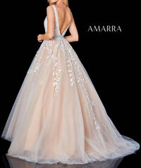 Amarra - V - neck Tulle Lace Ballgown - clothing - dresses - wedding
