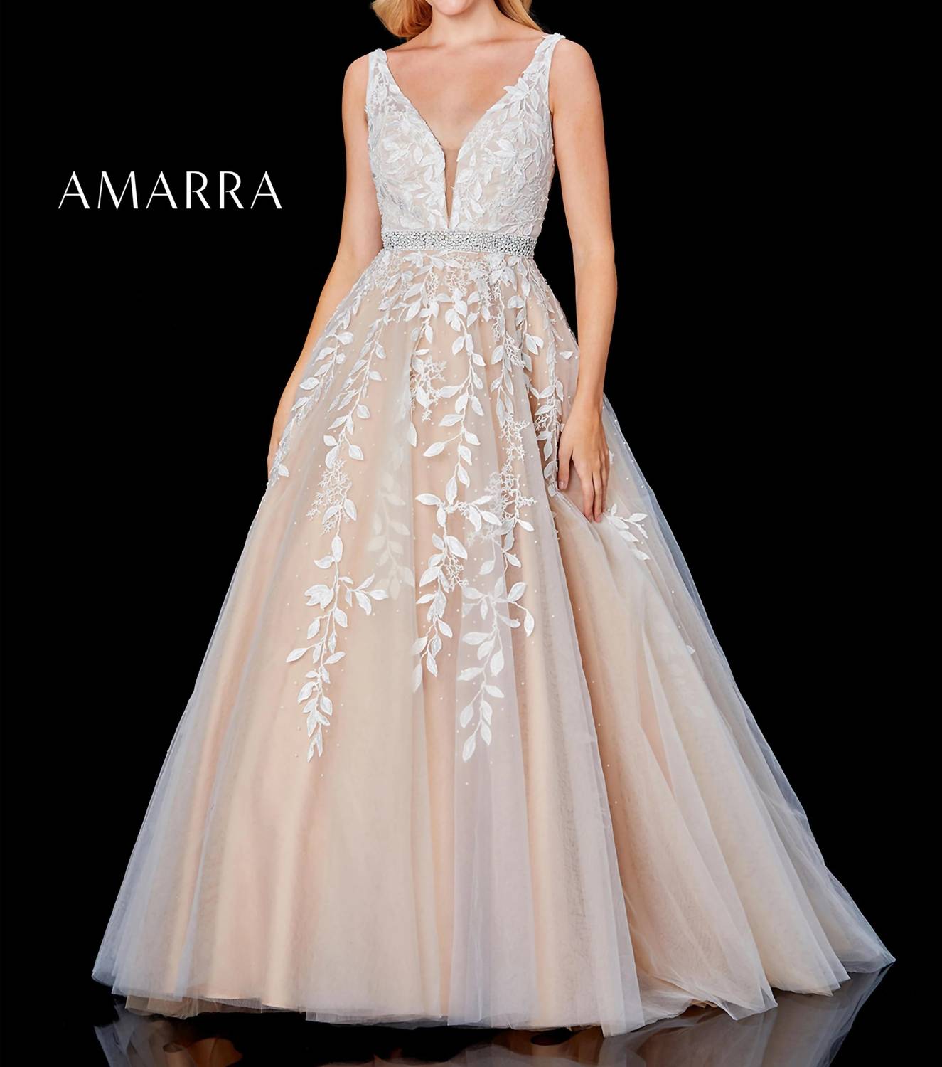 Amarra - V - neck Tulle Lace Ballgown - clothing - dresses - wedding