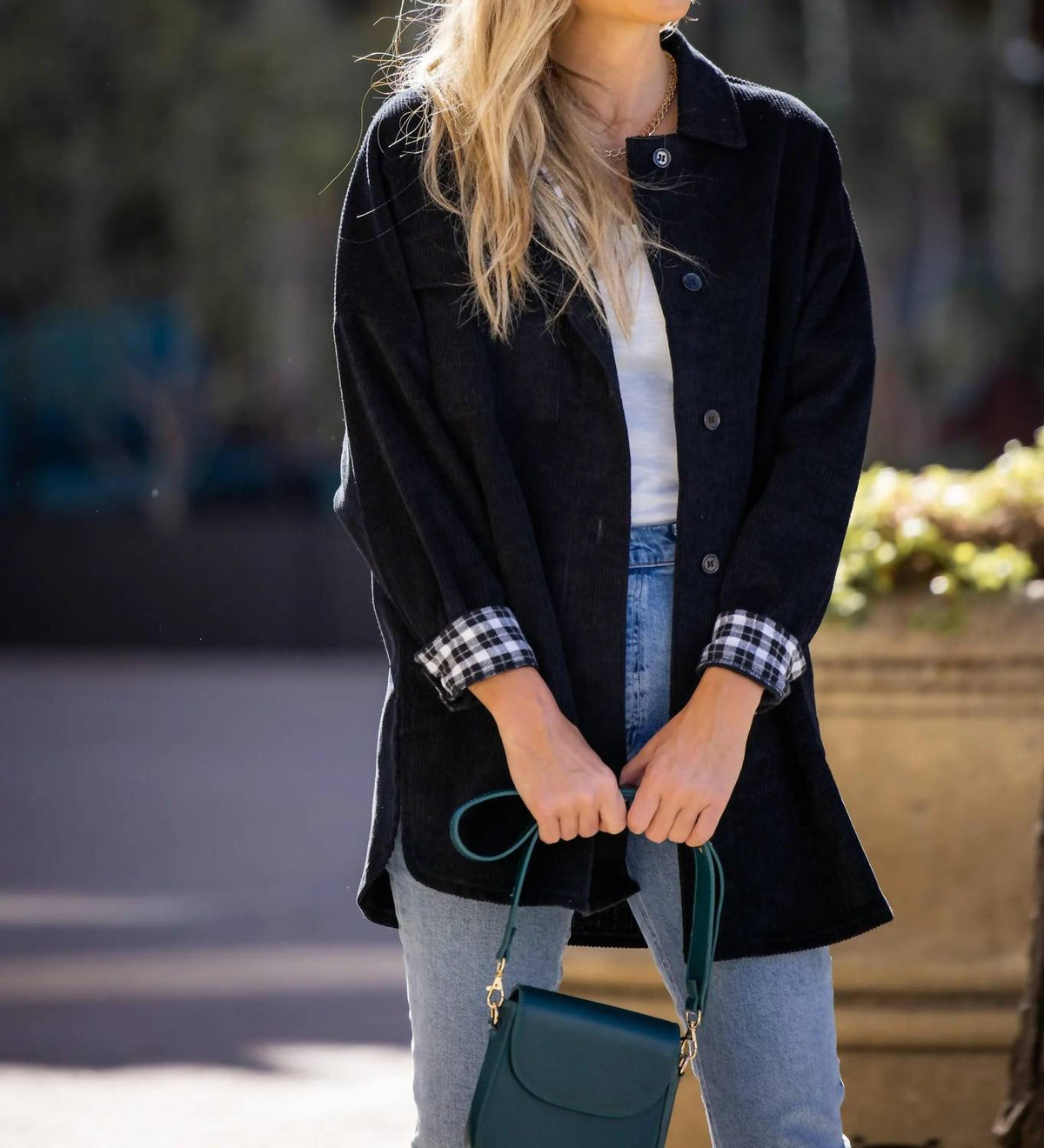 Amaryllis - Plaid Lined Corduroy Shacket