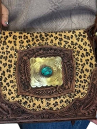 American Darling - GENUINE LEATHER TOOLED LEOPARD SHOULDER BAG