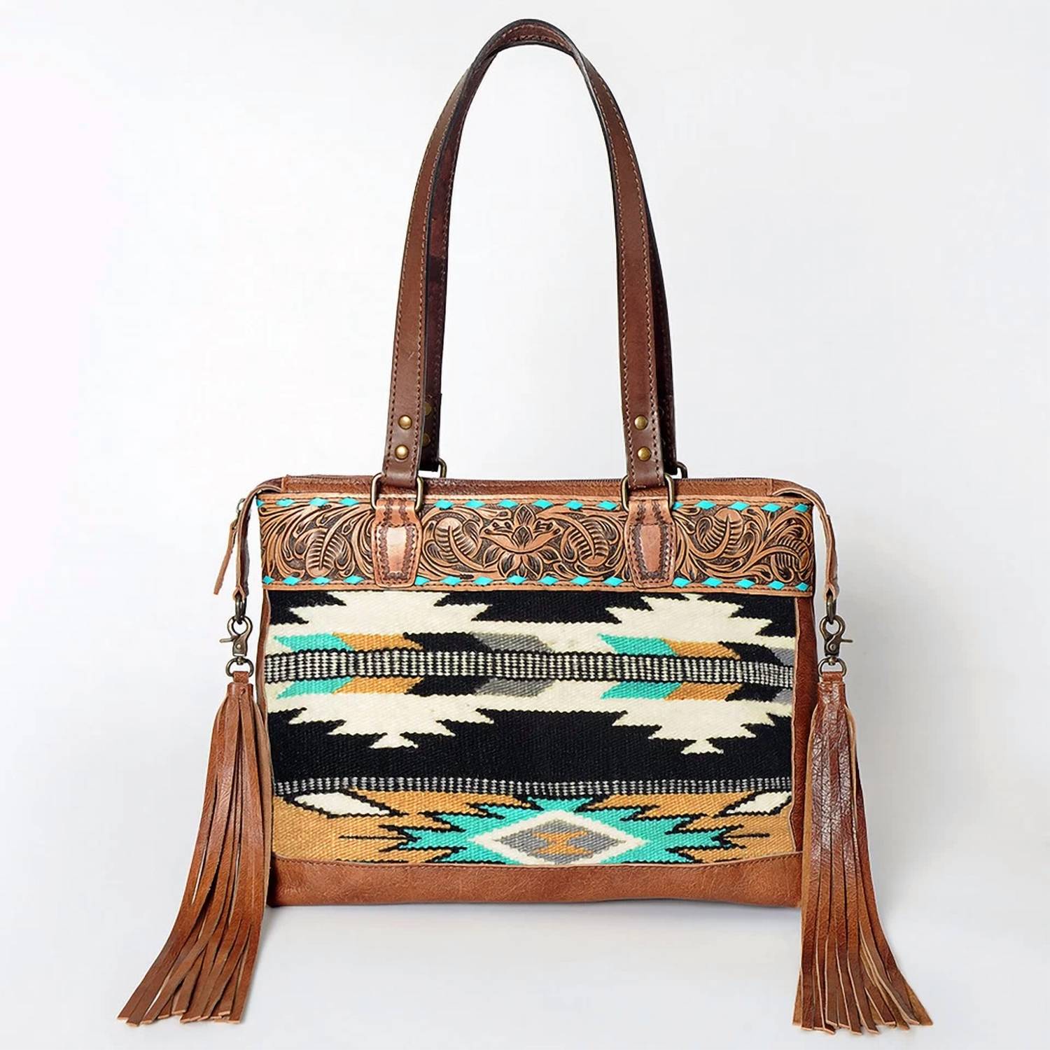 American Darling - Women's Hand Tooled Leather Shoulder Bag - bags - brown - handbags