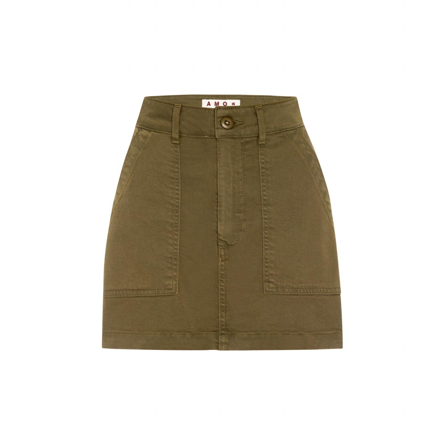 Amo - Easy Slouch Skirt - clothing - cotton - blend - green