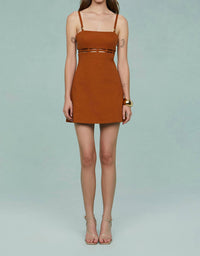 Amur - Rei Twill Mini Dress - brown - clothing - cotton