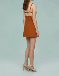Amur - Rei Twill Mini Dress - brown - clothing - cotton