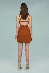 Amur - Rei Twill Mini Dress - brown - clothing - cotton