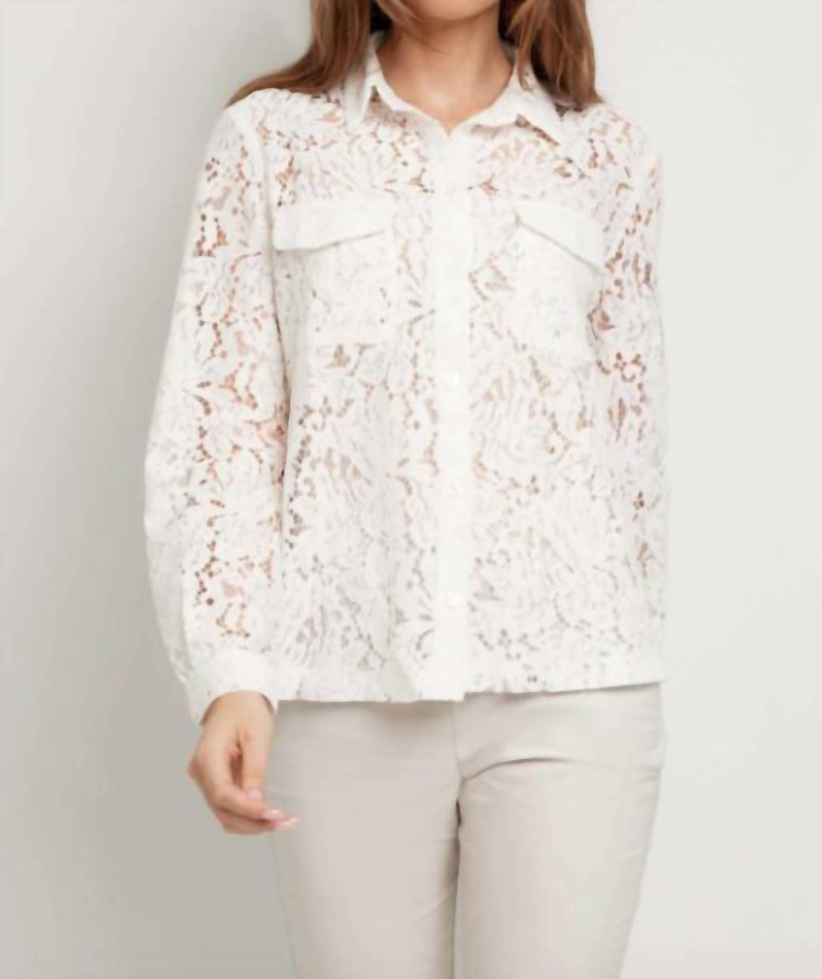 Anatomie - ESTELLA STRETCH LACE BUTTON UP TOP