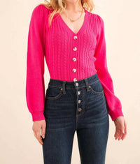 And The Why - Cable Knit Button Down Sweater Bodysuit