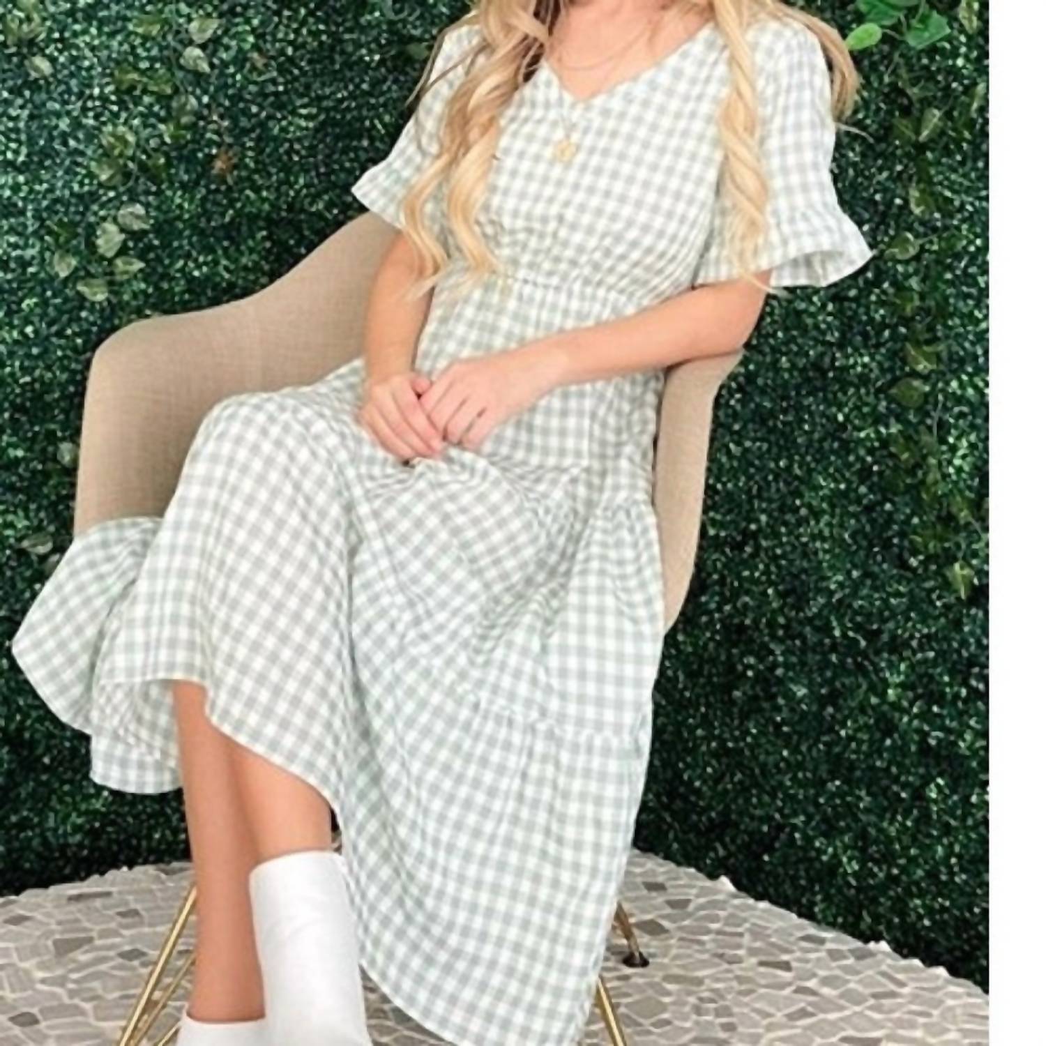 And The Why - Gingham Check Print Summer Maxi Dress - clothing - dresses - gingham