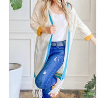 And The Why - Lightweight Knit Hoodie Fringe Cardigan - acrylic - cardigans - clothing