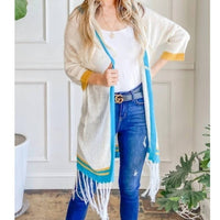 And The Why - Lightweight Knit Hoodie Fringe Cardigan - acrylic - cardigans - clothing