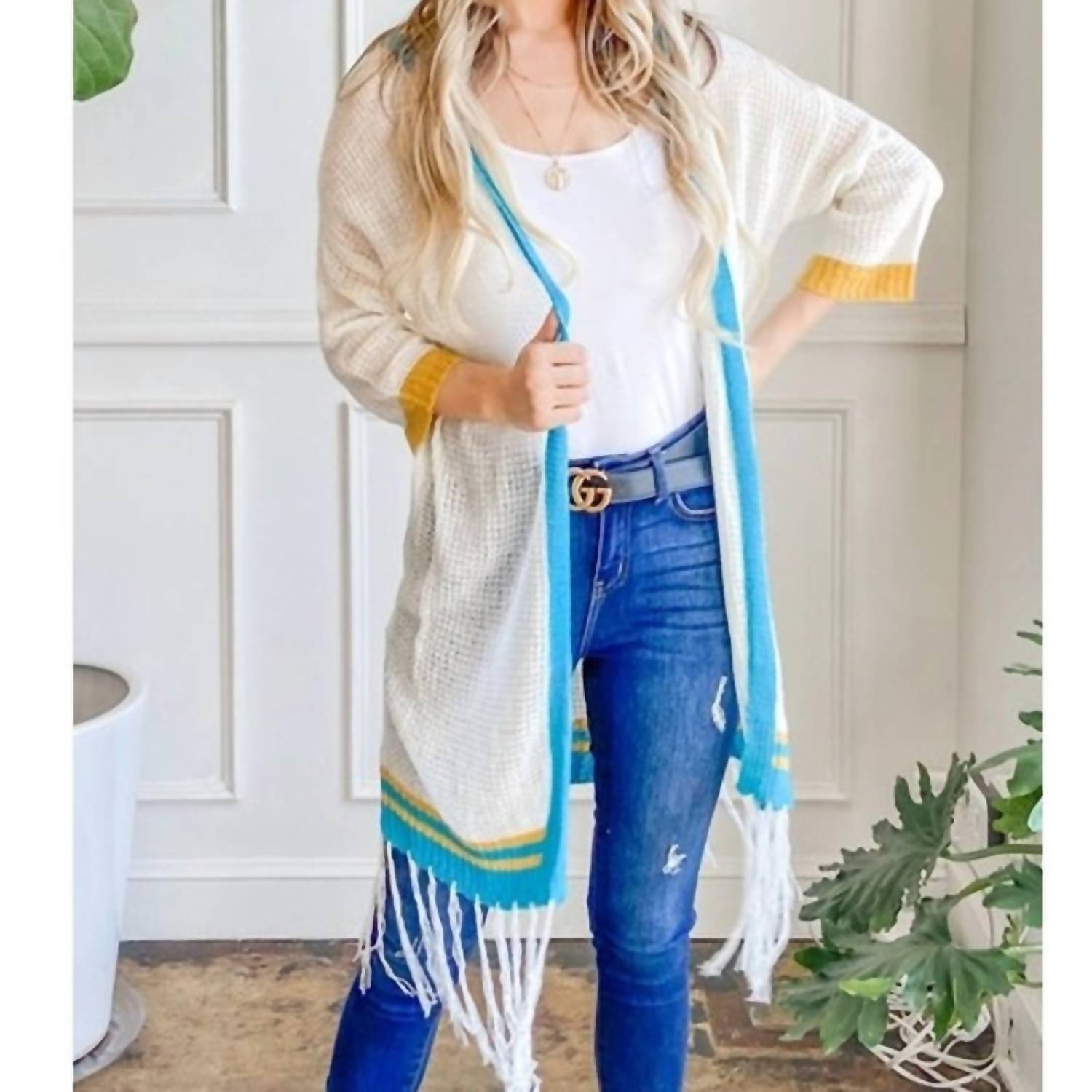 And The Why - Lightweight Knit Hoodie Fringe Cardigan - acrylic - cardigans - clothing