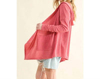 And The Why - Thermal Hoodie Casual Cardigan - cardigans - clothing - pink