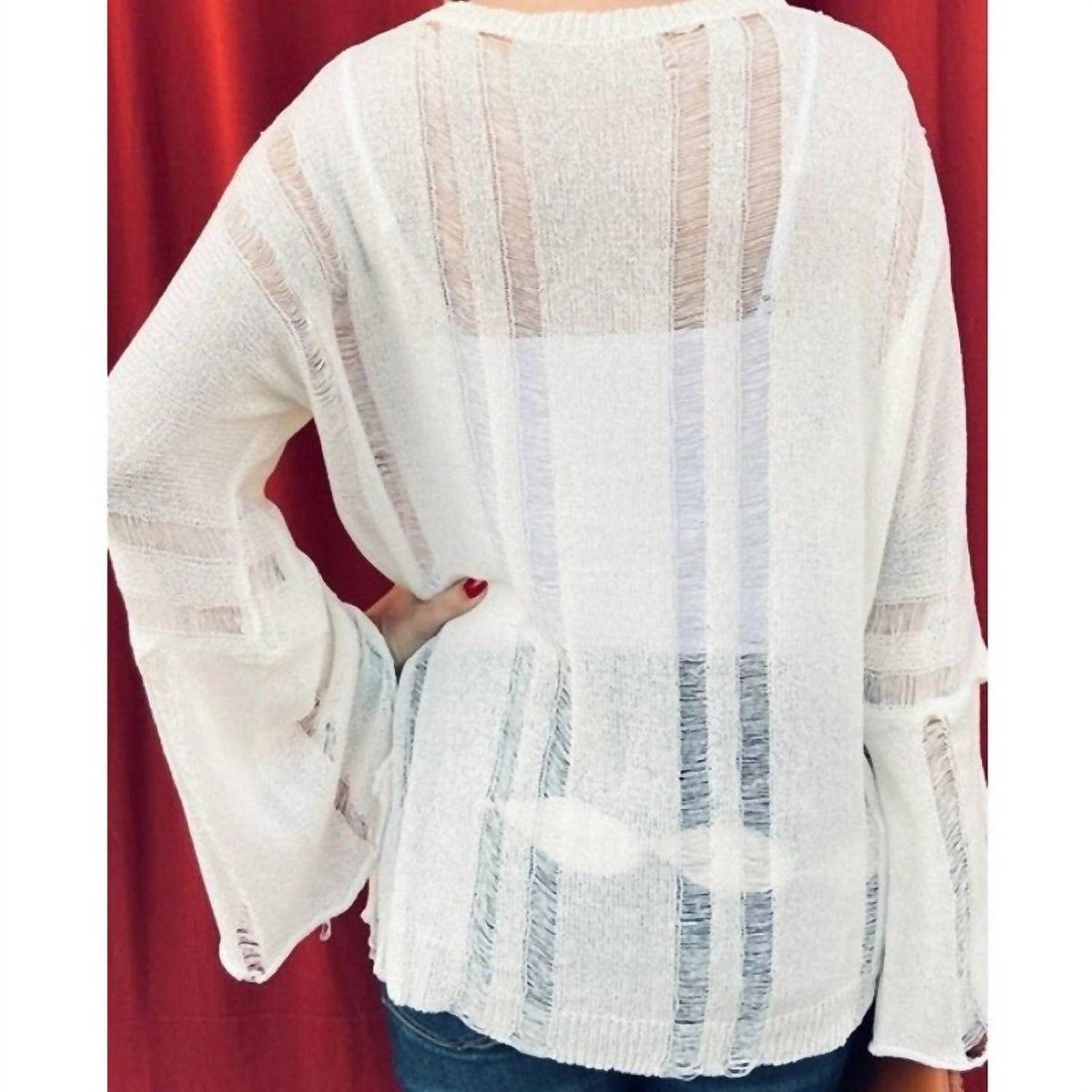 And The Why - Distressed Effect Lightweight Knit Top