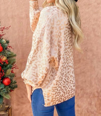 And The Why - Leopard Printed Balloon Sleeve Pullover Sweater