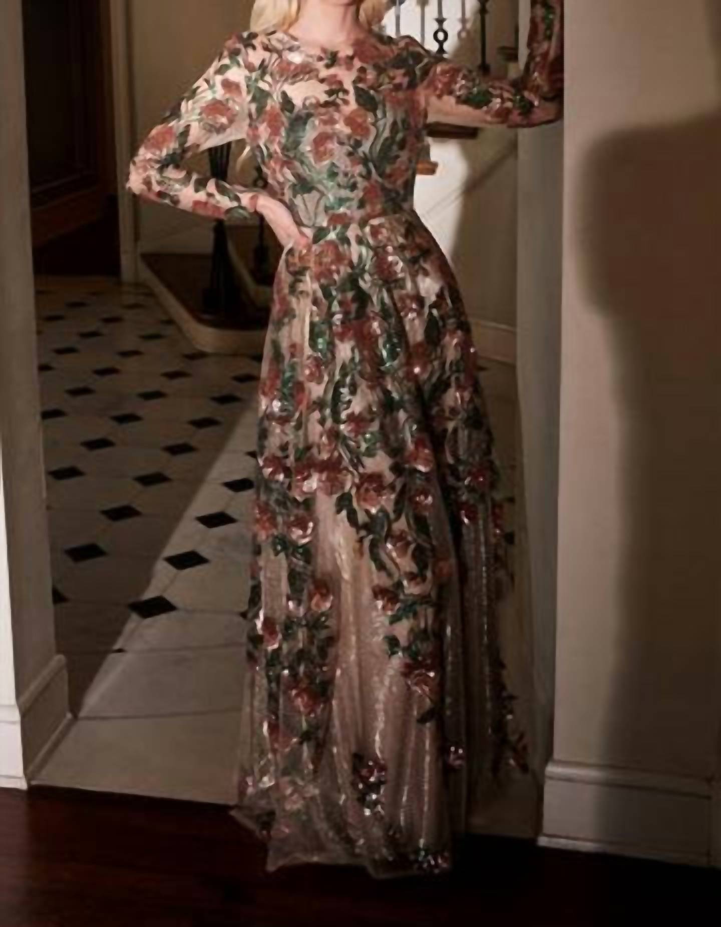 Andrea & Leo Couture - Floral Embroidered Gown - brown - clothing - dresses