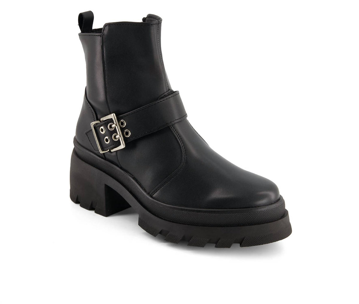Andrea - Women's Biker Boots With Buckle