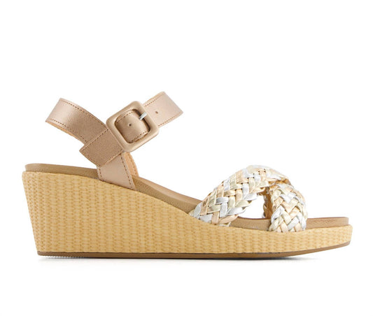 Andrea - Women's Wedge Sandals - faux - leather - shoes - silver