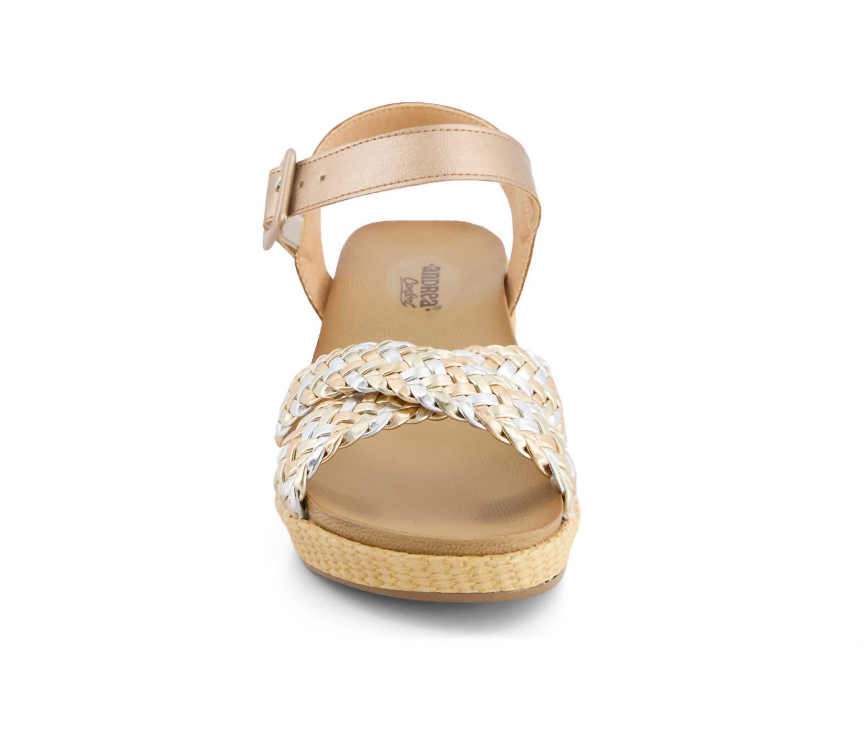 Andrea - Women's Wedge Sandals - faux - leather - shoes - silver