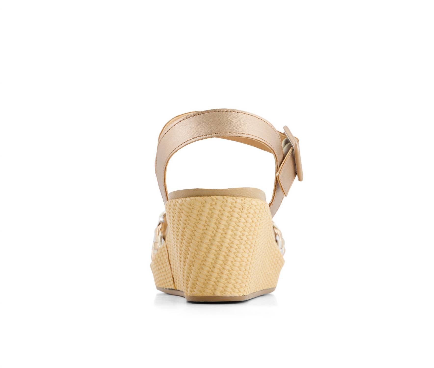 Andrea - Women's Wedge Sandals - faux - leather - shoes - silver