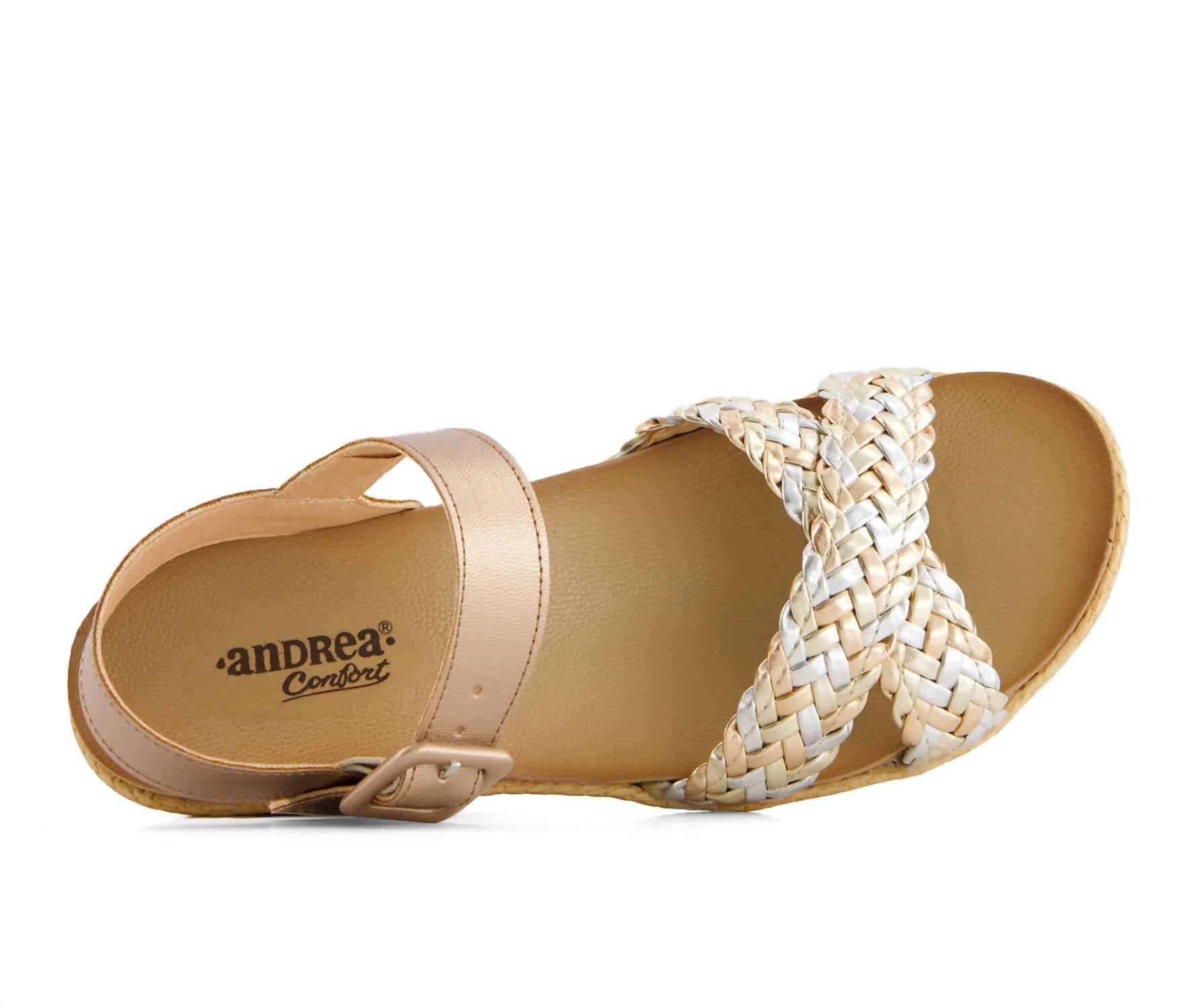 Andrea - Women's Wedge Sandals - faux - leather - shoes - silver