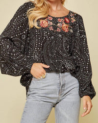 Andree By Unit - Abstract Floral Embroidered Blouse