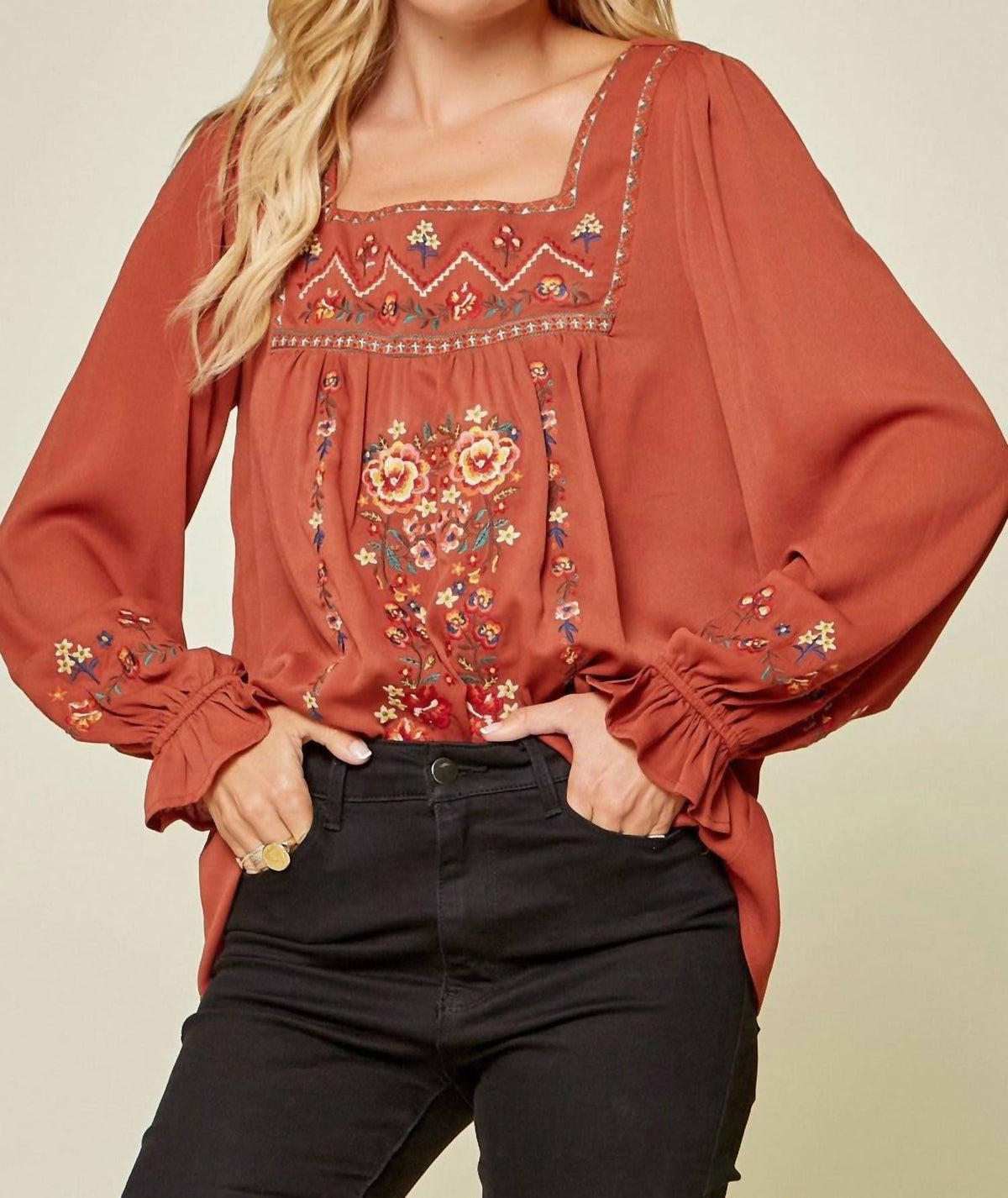 Andree By Unit - Embroidered Babydoll Top