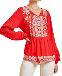 Andree By Unit - Embroidered Peplum Blouse