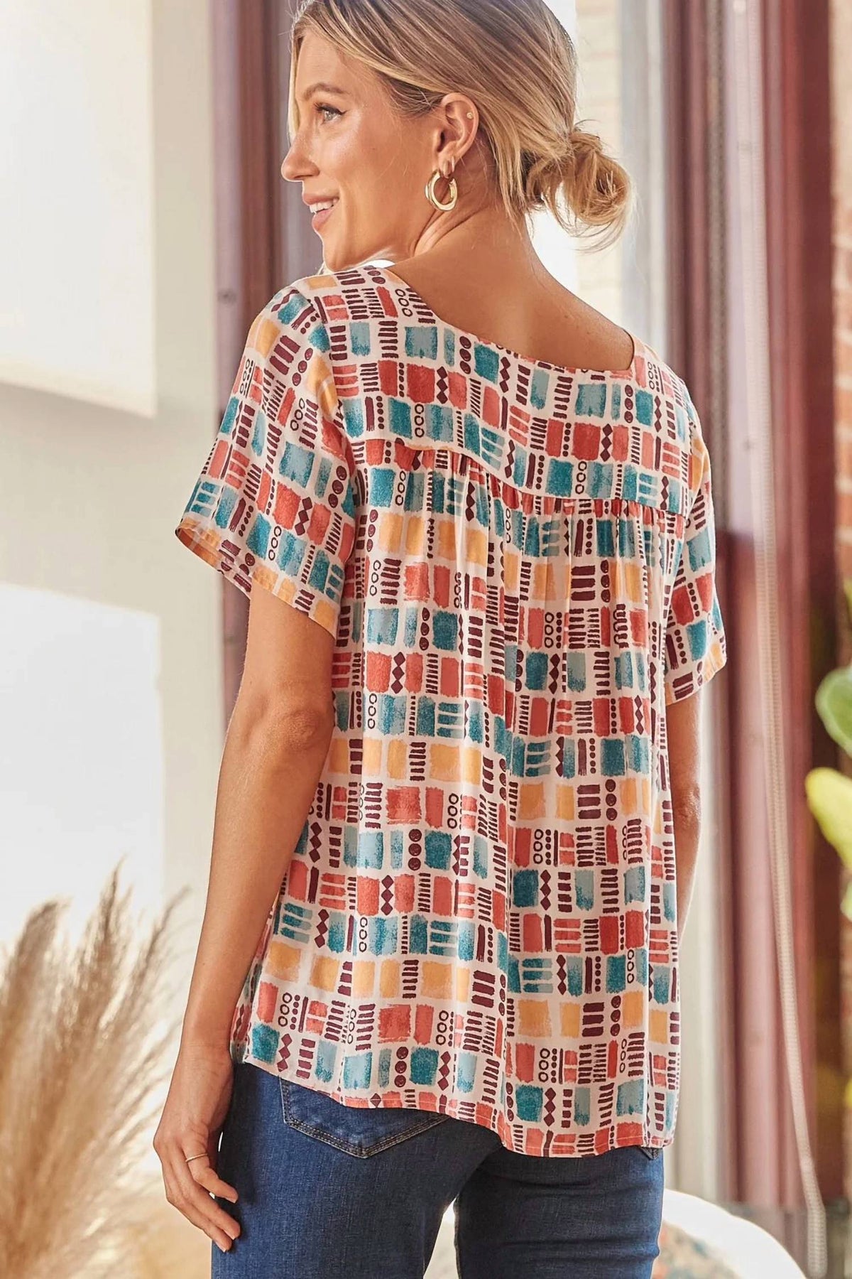 Andree By Unit - Floral Embroidered Printed Top