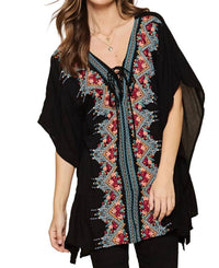 Andree By Unit - Floral Embroidered V-Neck Top