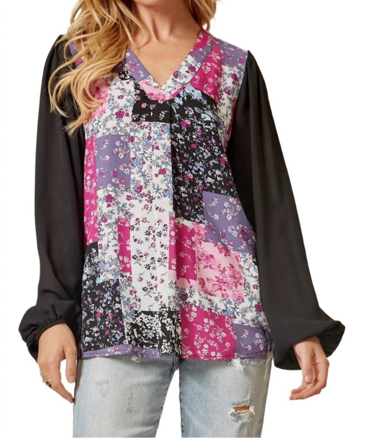 Andree By Unit - Floral Patchwork Blouse