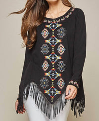 Andree By Unit - Geo Embroidered Fringe Top