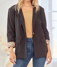 Andree By Unit - Leopard Cuff Blazer - Curvy