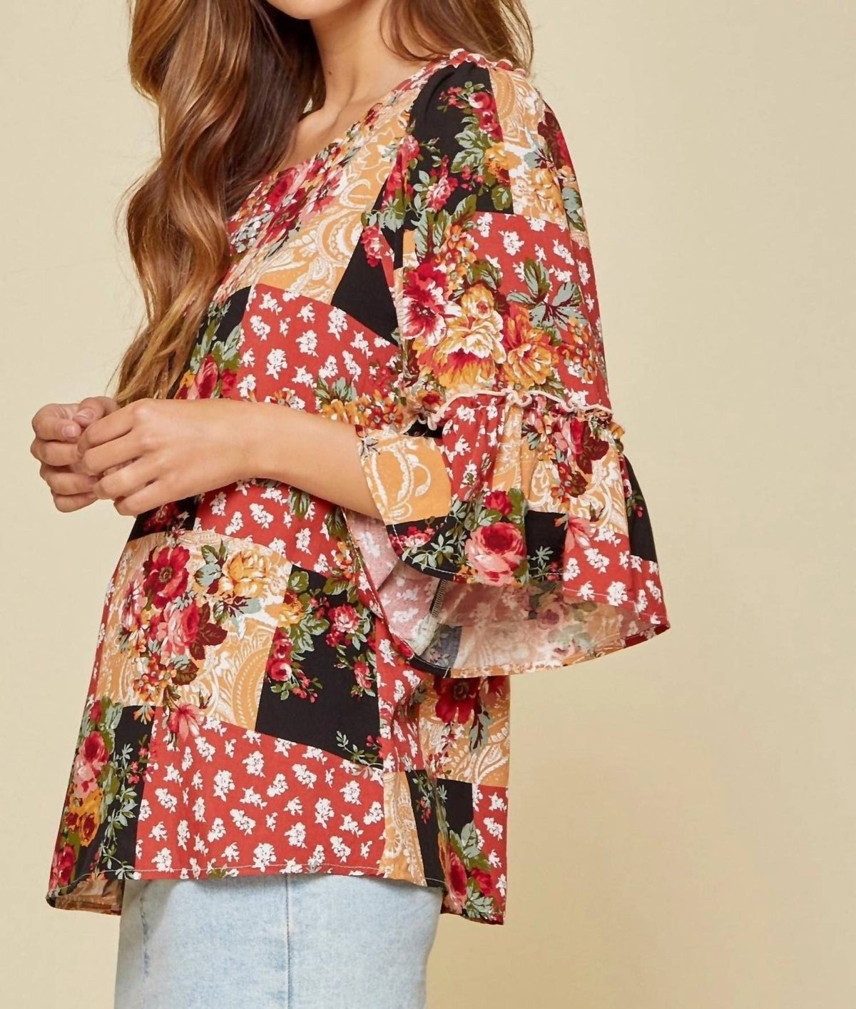 Andree By Unit - Patchwork Floral Blouse