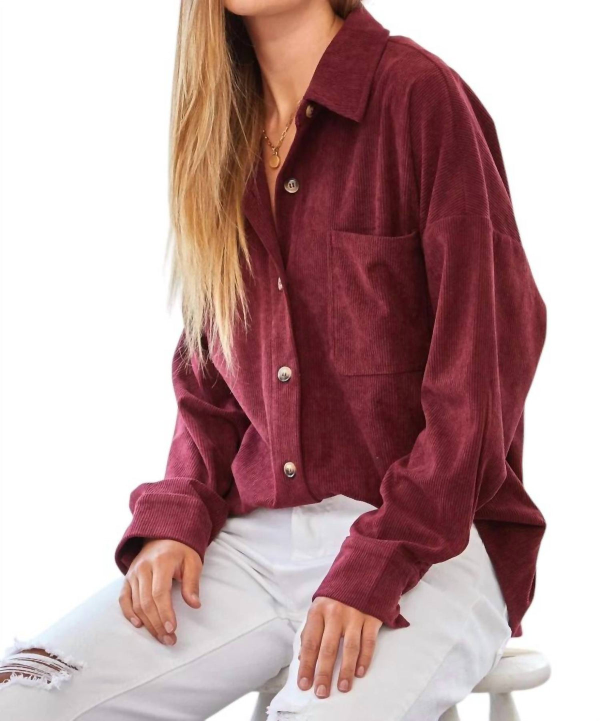 Andree By Unit - We Go Together Corduroy Button Down Top