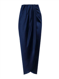 Andres Otalora - Women's Memorias Satin Skirt - blue - clothing - long - skirts